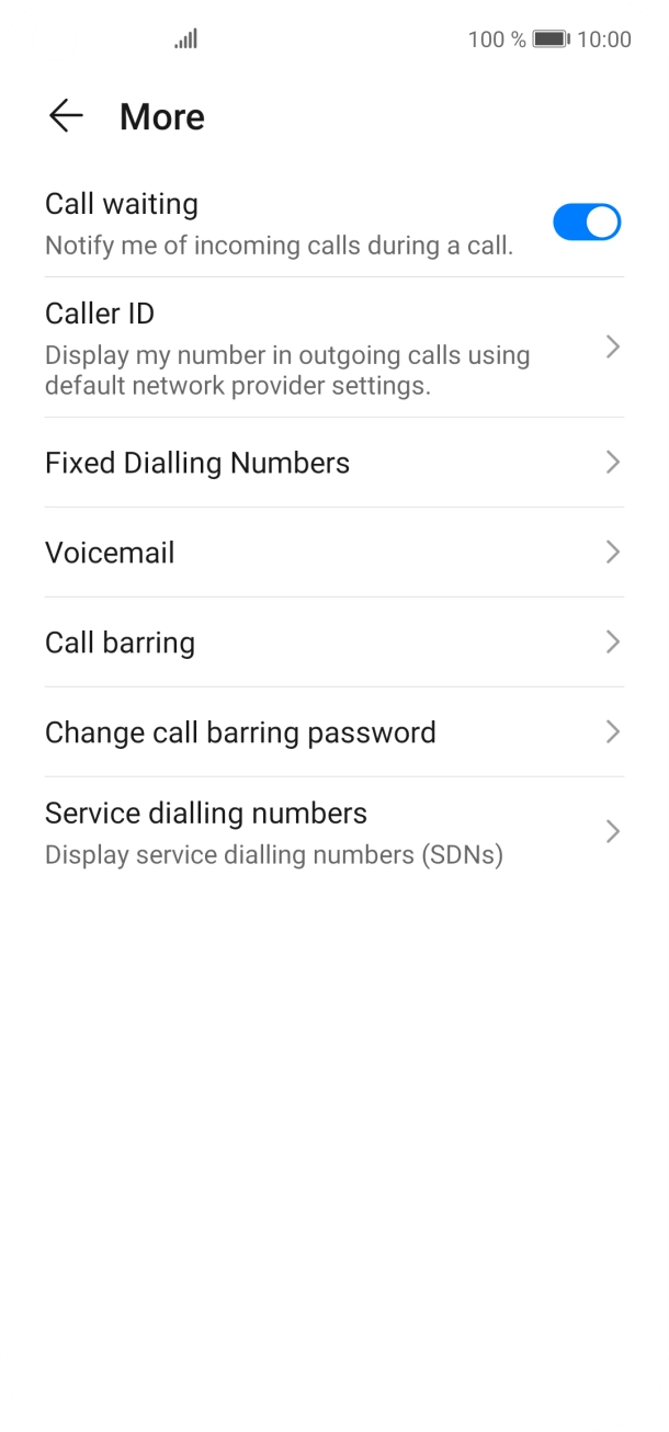 Press the indicator next to 'Call waiting' to turn the function on or off.