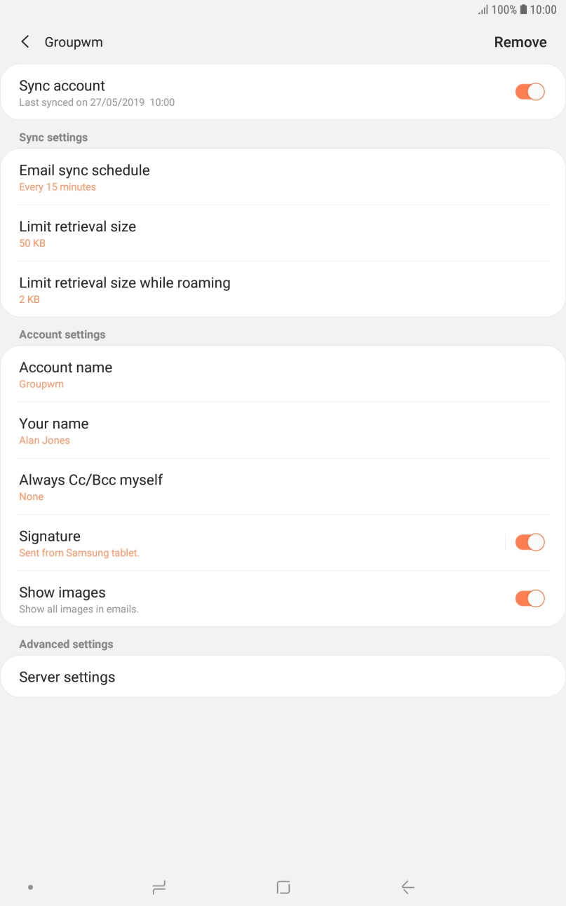 Press the indicator next to 'Sync account' to turn on the function.