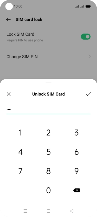 Key in your SIM PIN and press the confirm icon. The default SIM PIN is 0000.