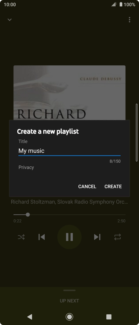 Key in a name for the playlist and press CREATE.