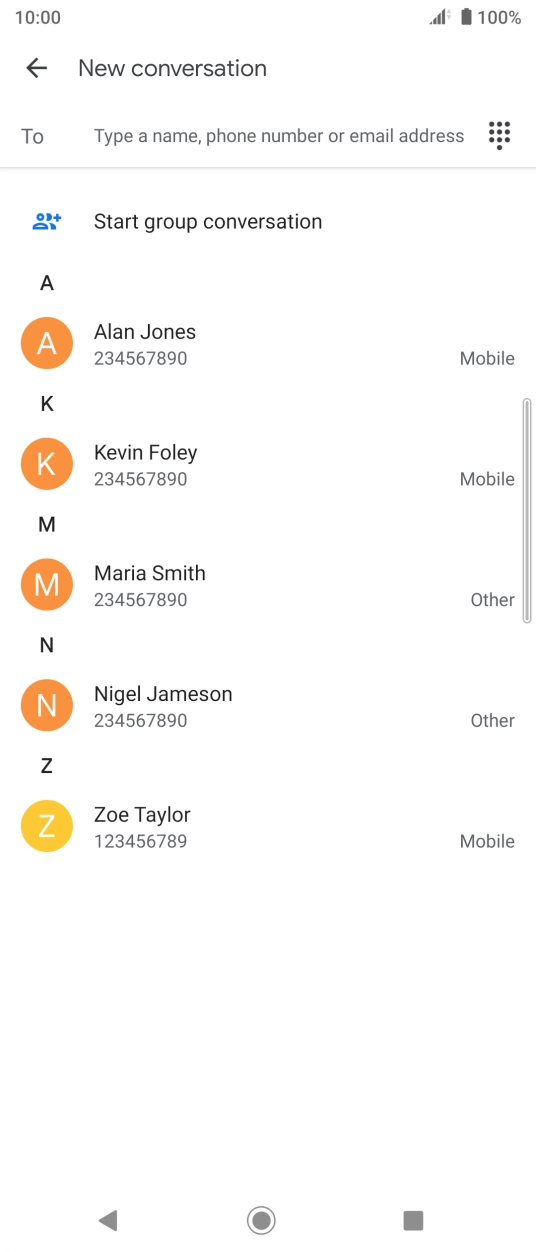 Press the field next to 'To' and key in the first letters of the recipient's name. Press the field next to 'To' and key in the first letters of the recipient's name.