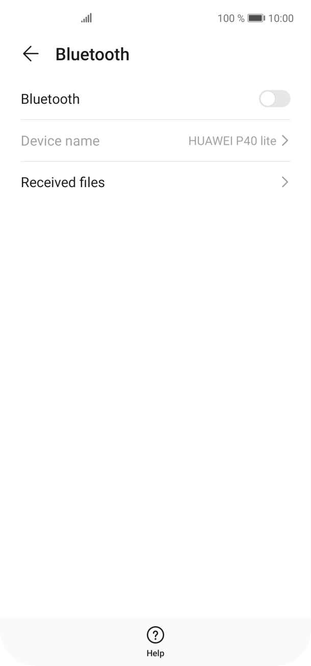 Press the indicator next to 'Bluetooth' to turn on the function.