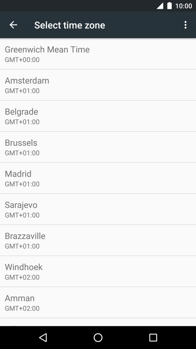 Press the required time zone.