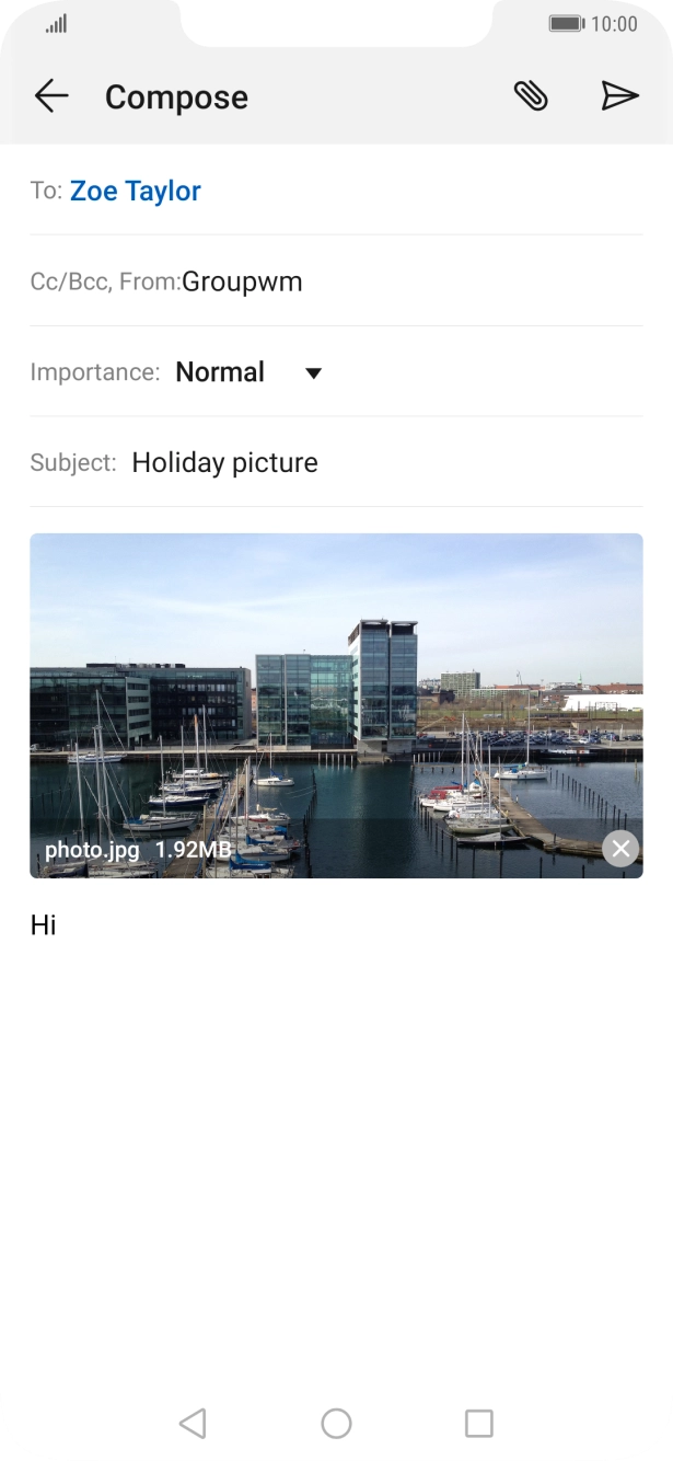 Press the send icon when you've finished your email.