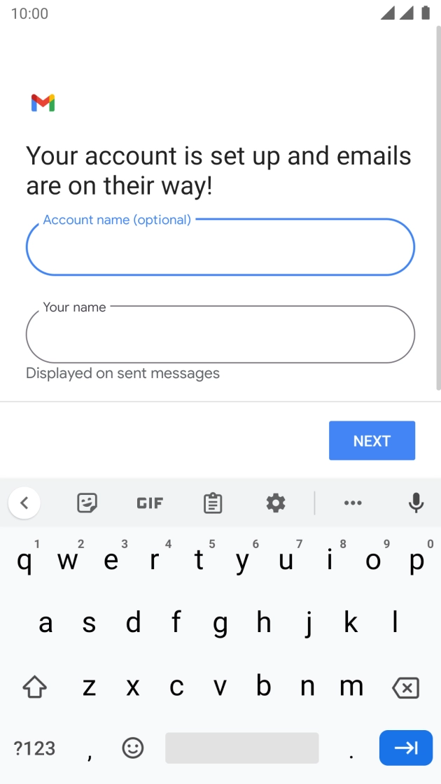 Press the field below 'Your name' and key in the required sender name.