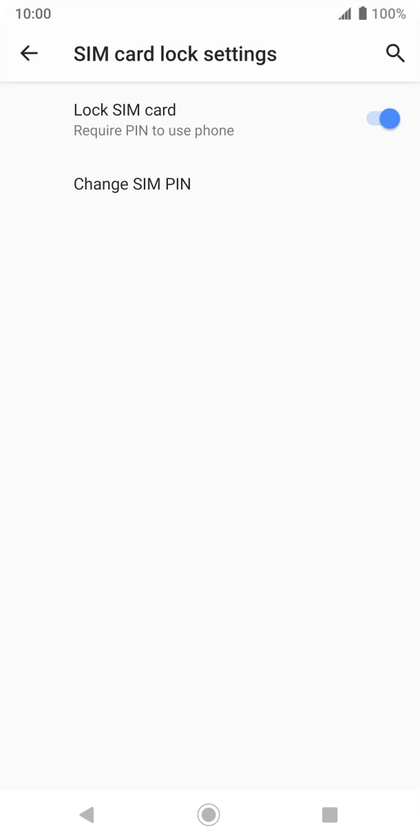 Press the indicator next to 'Lock SIM card' to turn the function on or off.