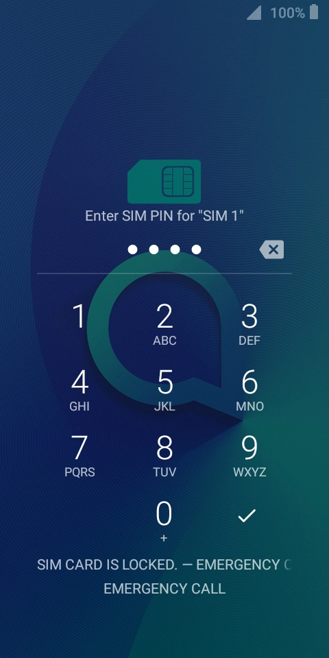If you're asked to key in your SIM PIN, do so and press the confirm icon. The default SIM PIN is 0000.