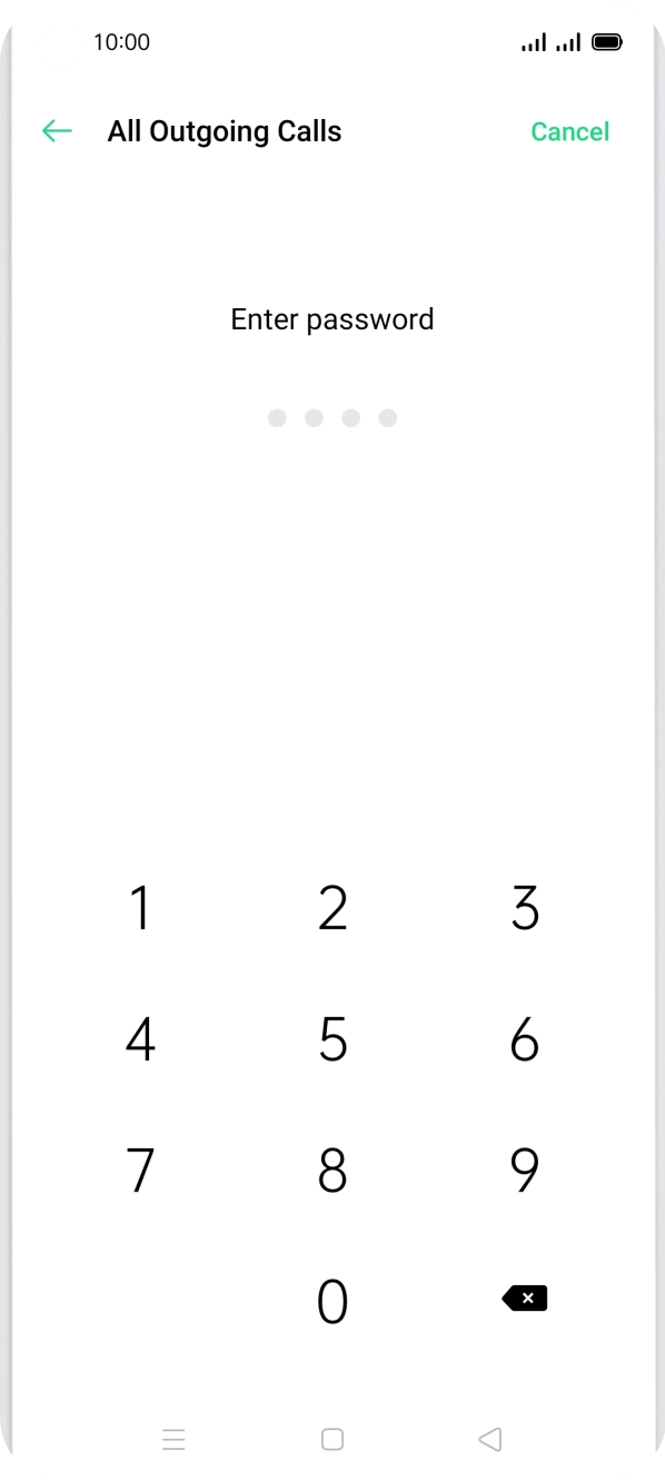 Key in your barring password. Key in your barring password.