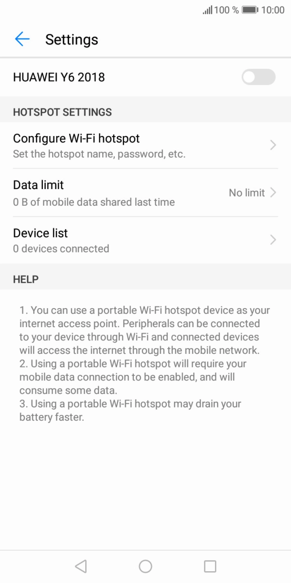 Press Configure Wi-Fi hotspot.