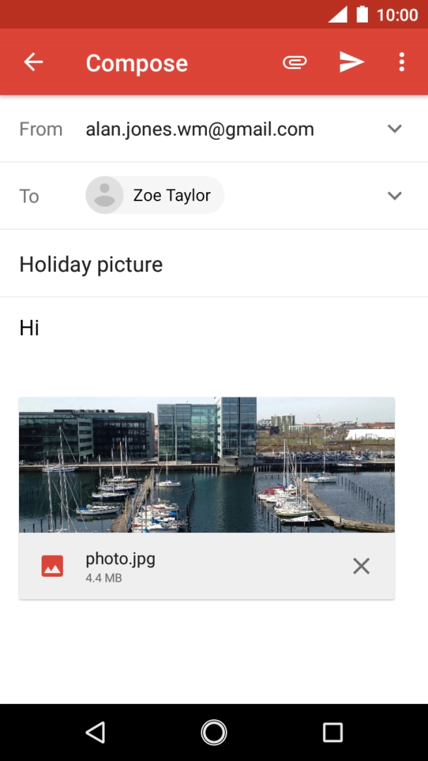 Press the send icon when you've finished your email.