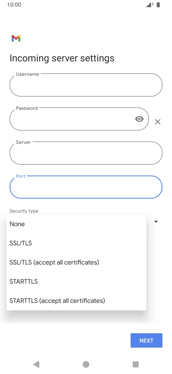 Press SSL/TLS. Press SSL/TLS.