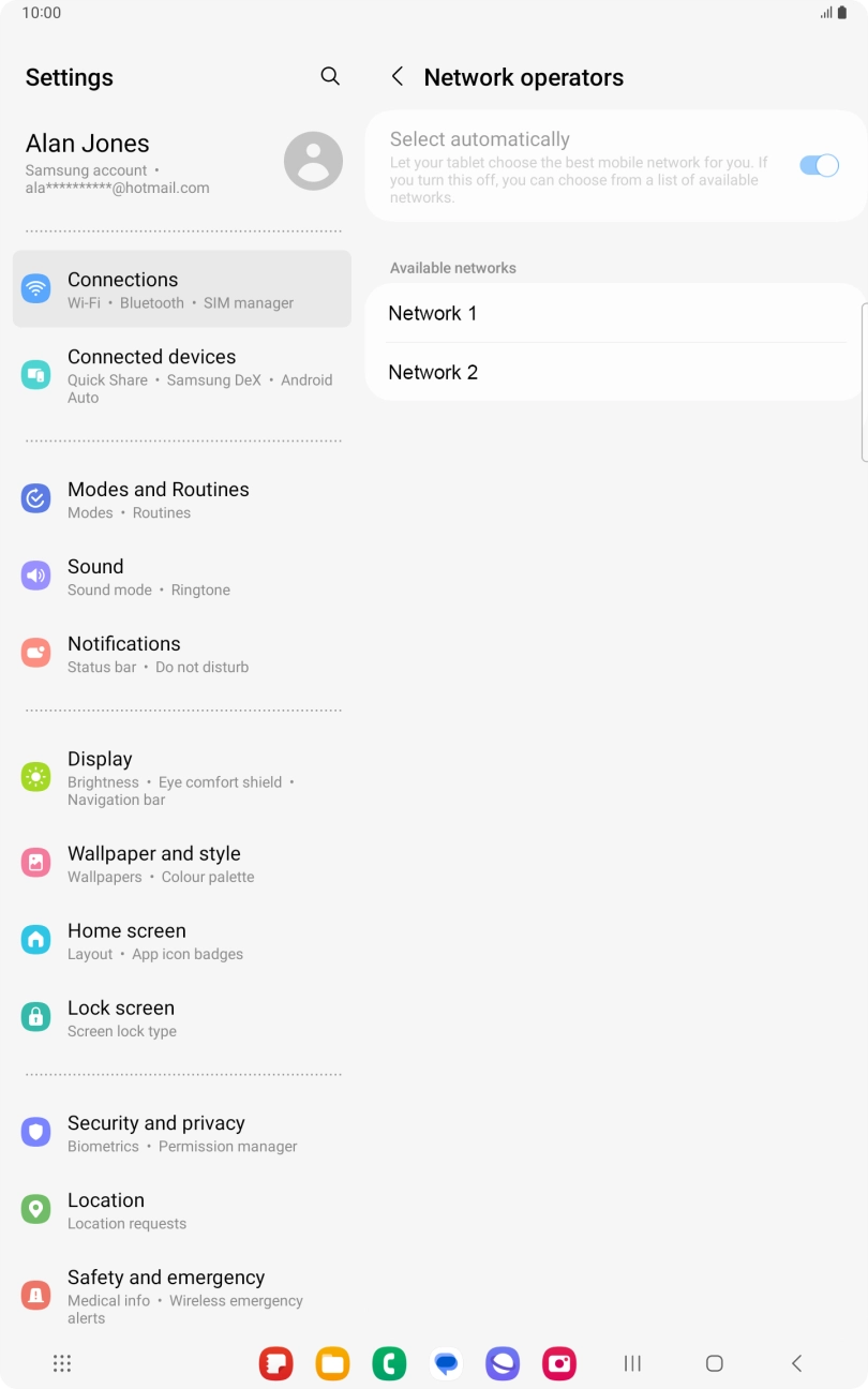 Press the required network. Press the required network.