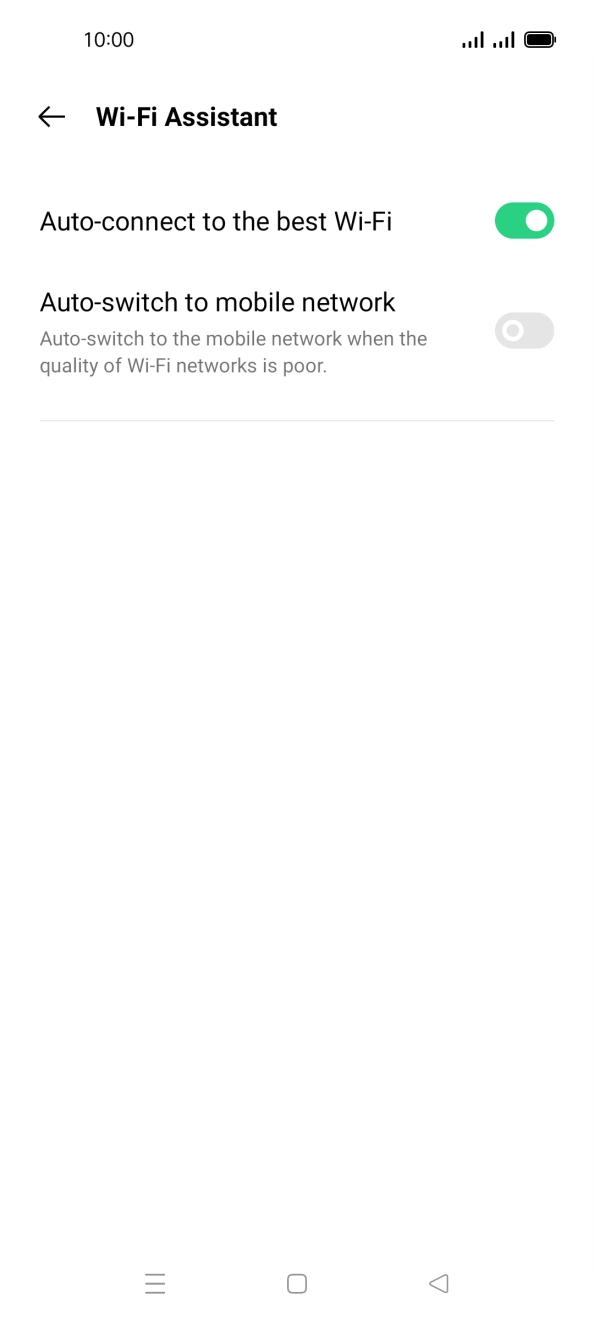 Press the indicator next to 'Auto-switch to mobile network' to turn the function on or off. Press the indicator next to 'Auto-switch to mobile network' to turn the function on or off.