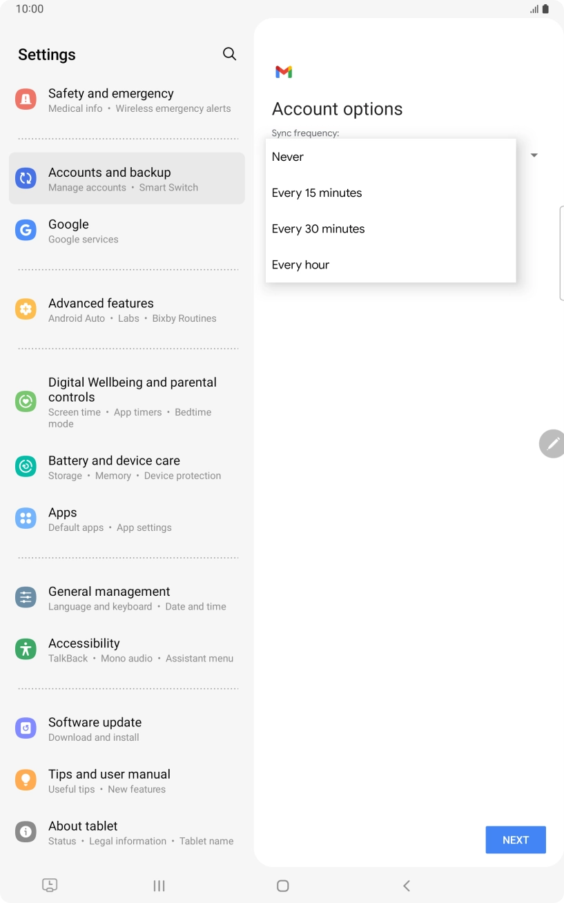 Press the required setting. Press the required setting.