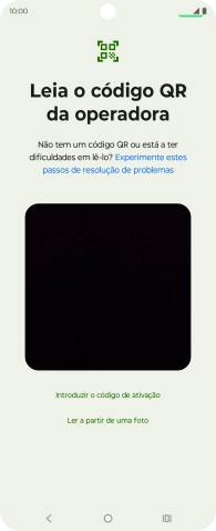 Para scanear o código QR enviado, enquadre-o na moldura da câmara do telefone.