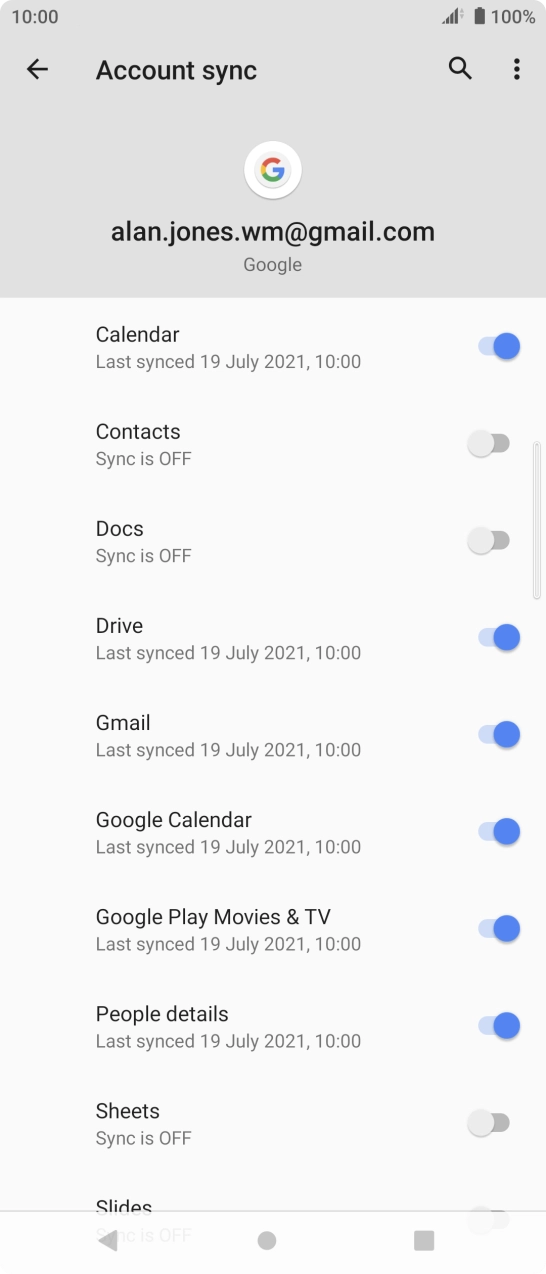 Press the indicator next to 'Contacts'.