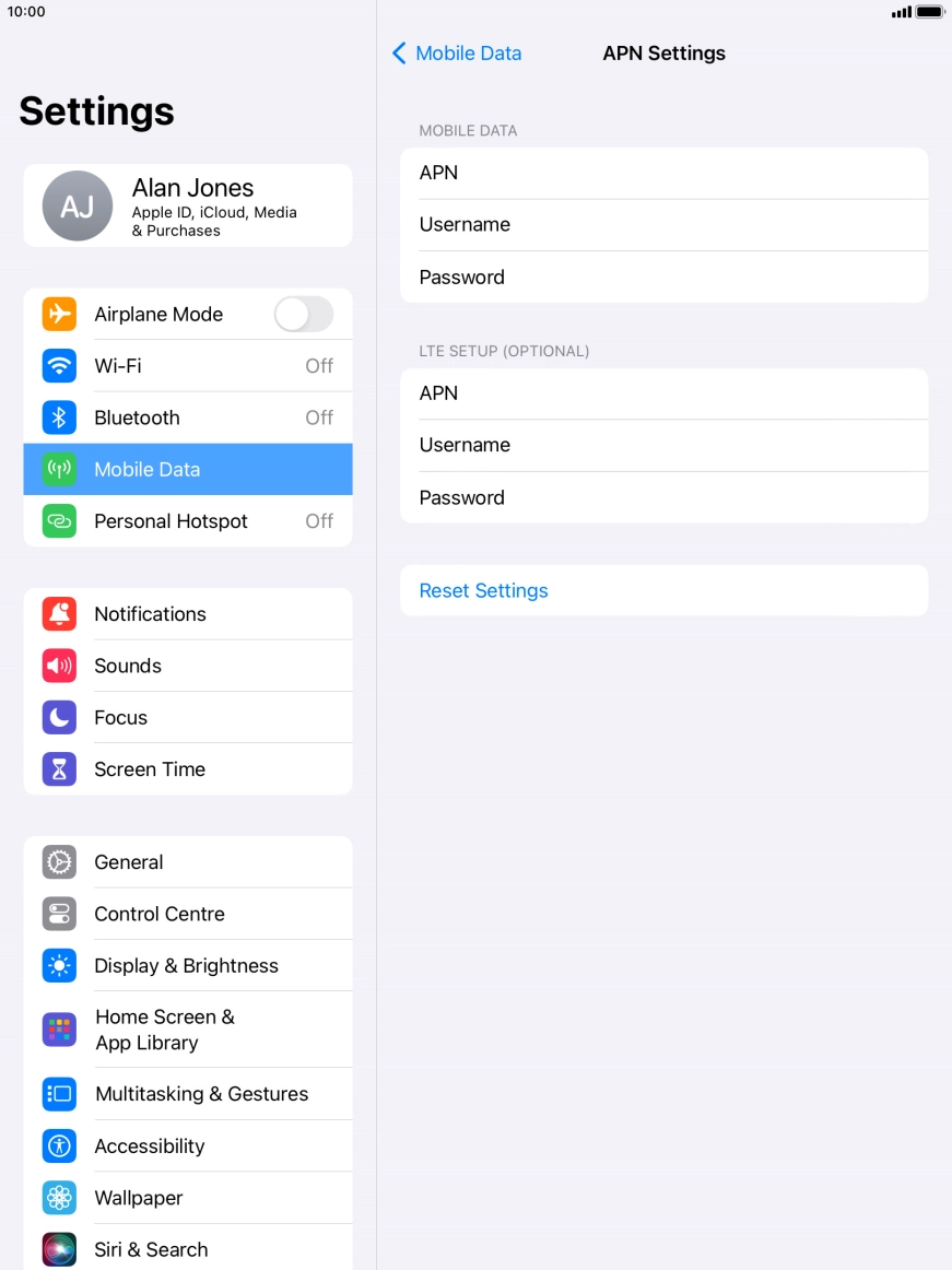 Press APN and key in idata.o2.co.uk.