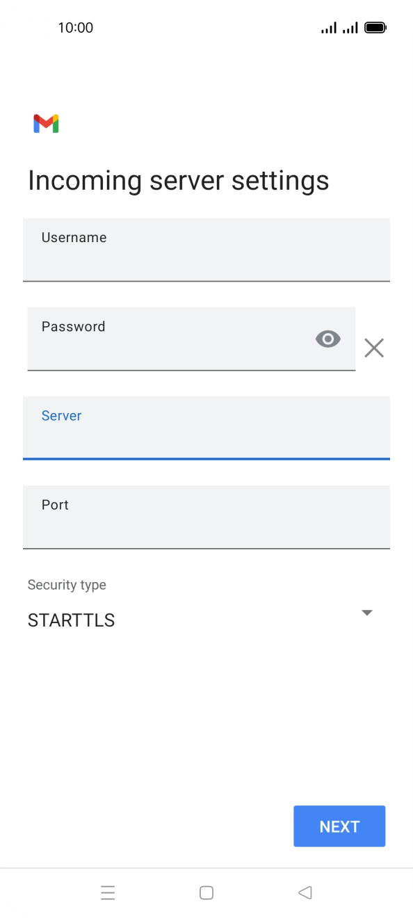 Press the field below 'Port' and key in 143. Press the field below 'Port' and key in 143.