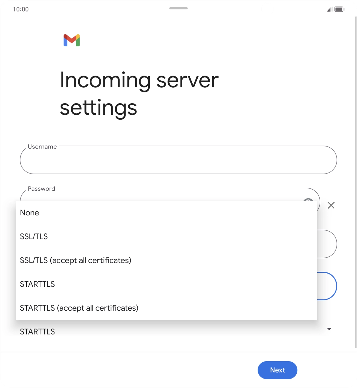 Press SSL/TLS. Press SSL/TLS.