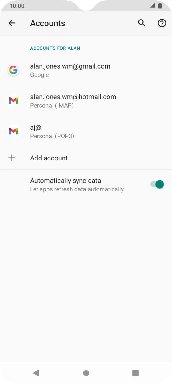 Press the indicator next to 'Automatically sync data' to turn the function on or off.