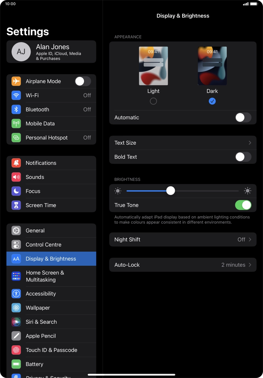 Press the indicator next to 'Automatic' to turn the function on or off. Press the indicator next to 'Automatic' to turn the function on or off.