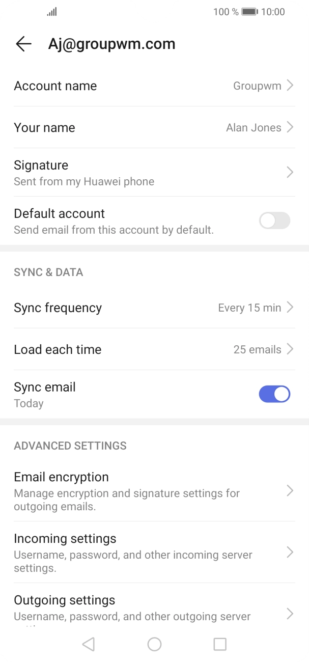 Press Account name and key in the required name.