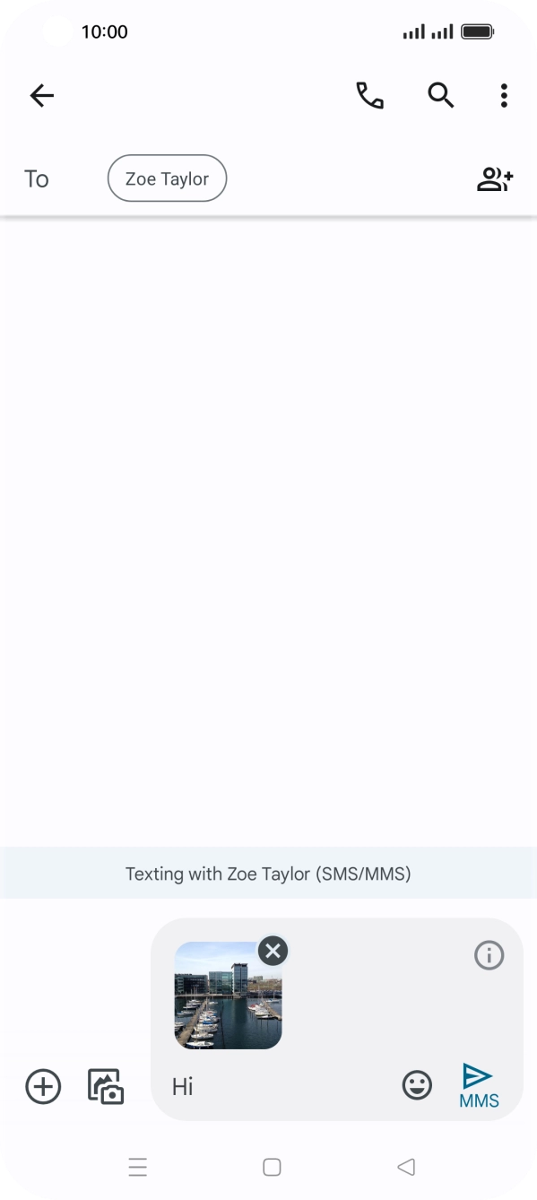 Press the send icon when you've finished your picture message. Press the send icon when you've finished your picture message.