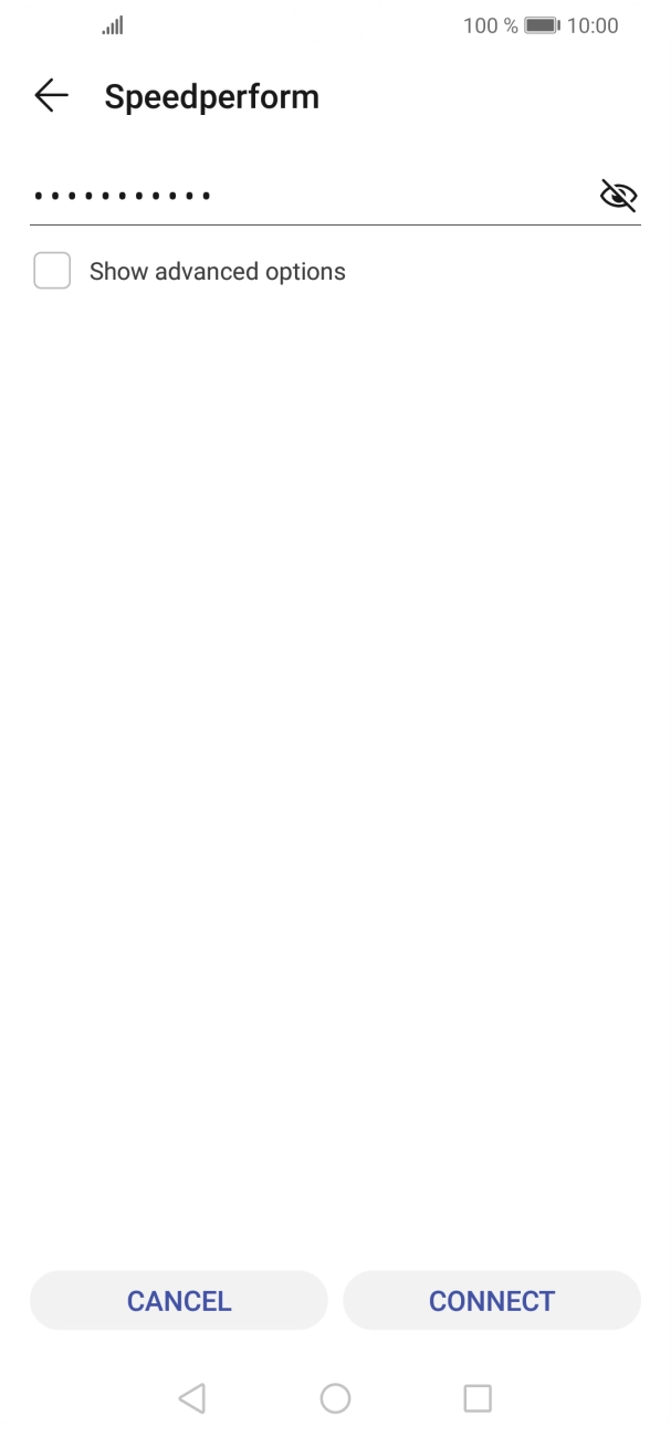 Key in the password for the WiFi network and press CONNECT.