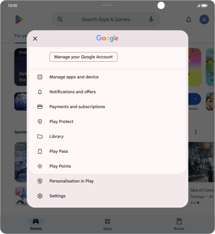 Press Manage apps and device.