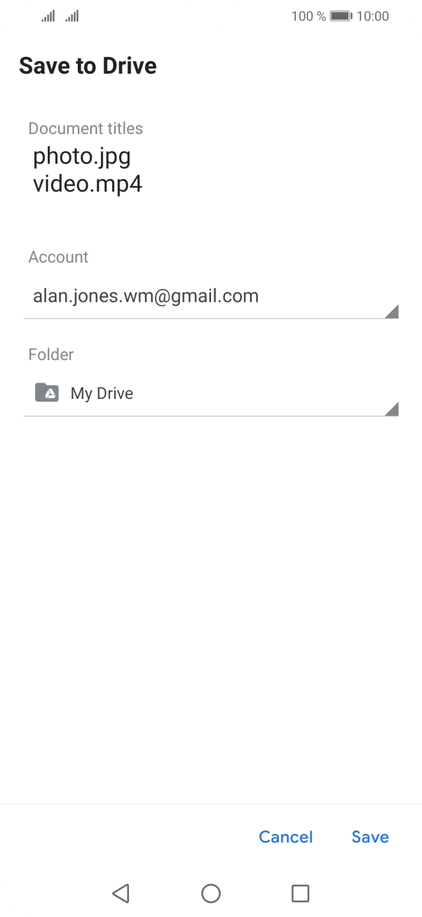 Press the field below 'Folder' and go to the required folder.