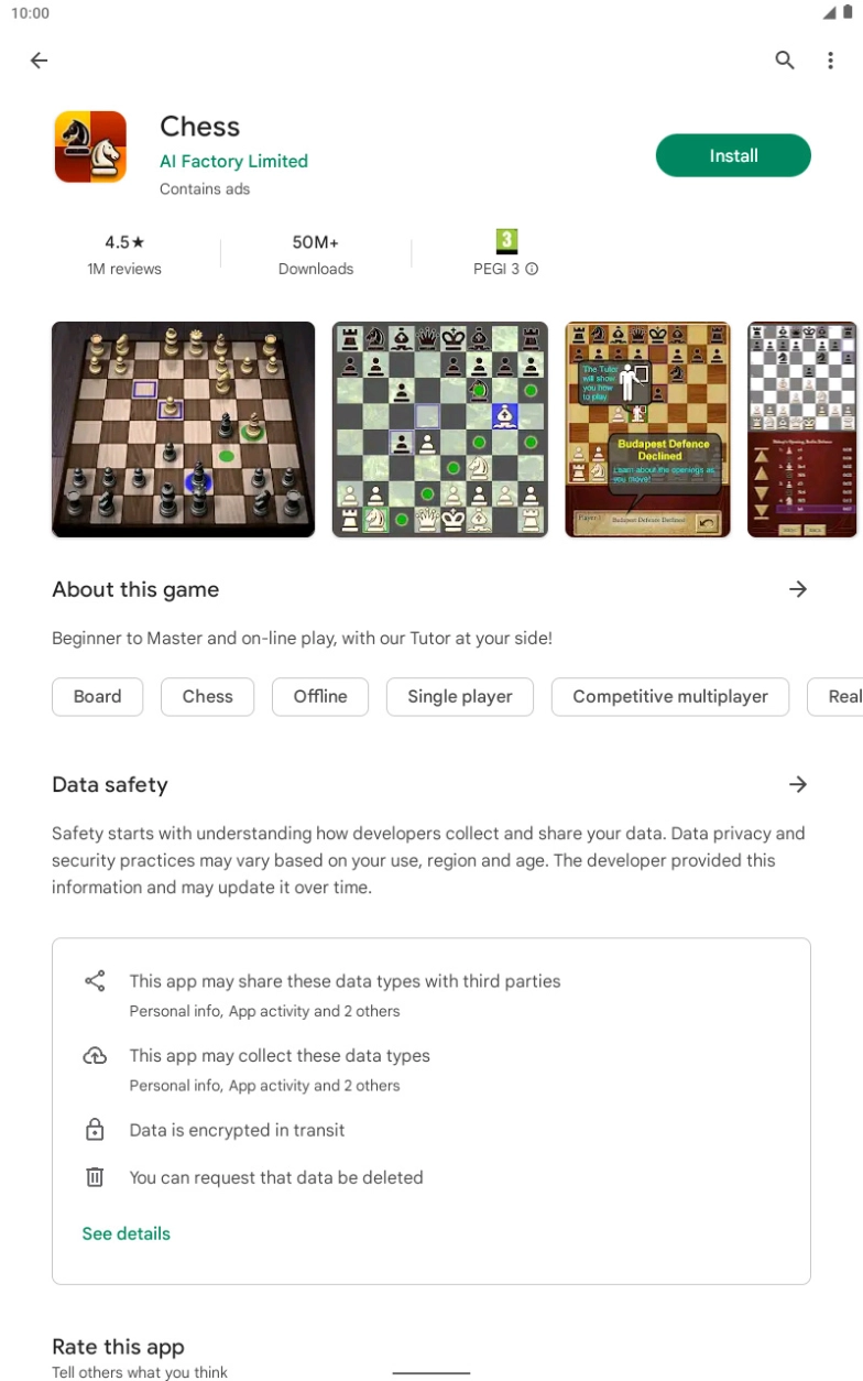 Press Install and follow the instructions on the screen to install the app.