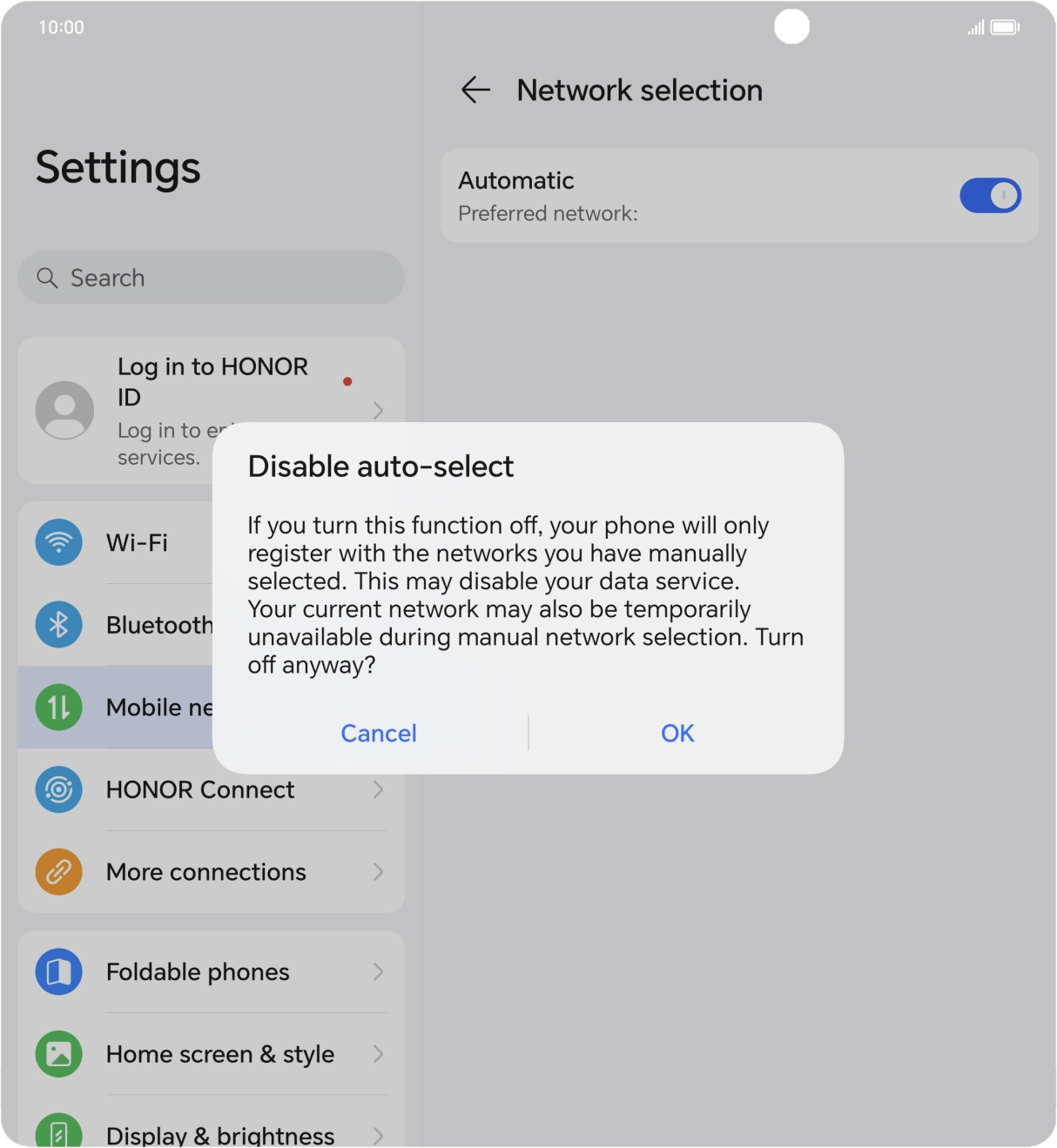 Press OK and your phone will search for networks.