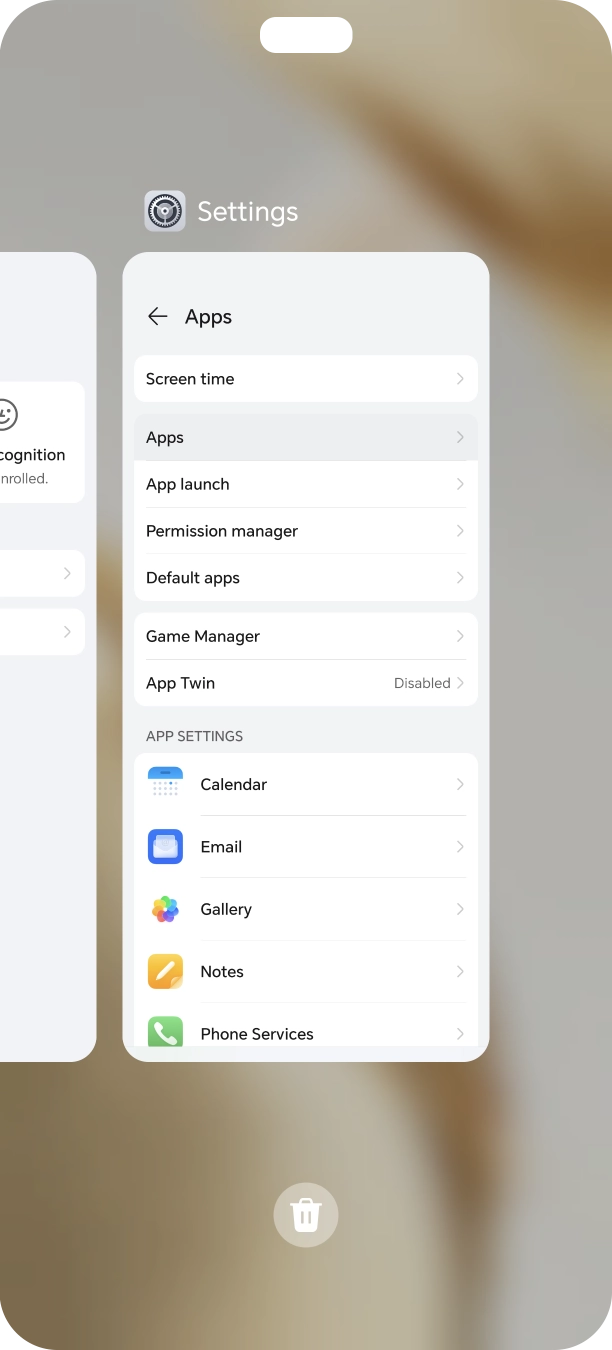 To end one running application, slide your finger upwards on the required application.