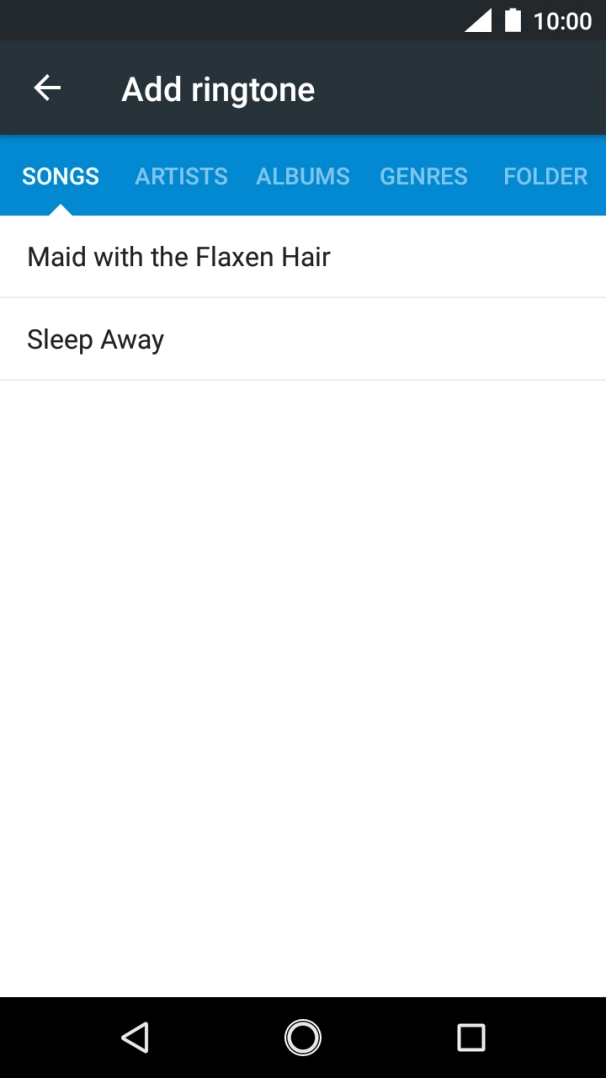 Press the required ring tone.