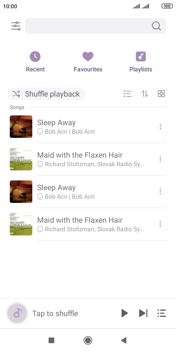 Press the required audio file.