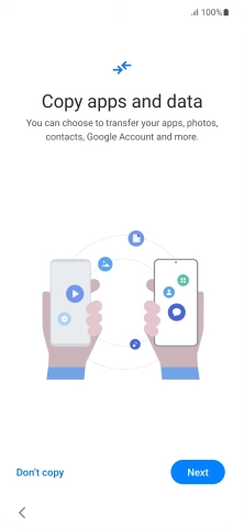 You can transfer the contents of another phone to your phone when it's activated for the first time and after a factory reset. When this screen is displayed, your phone is ready to transfer contents from another phone.