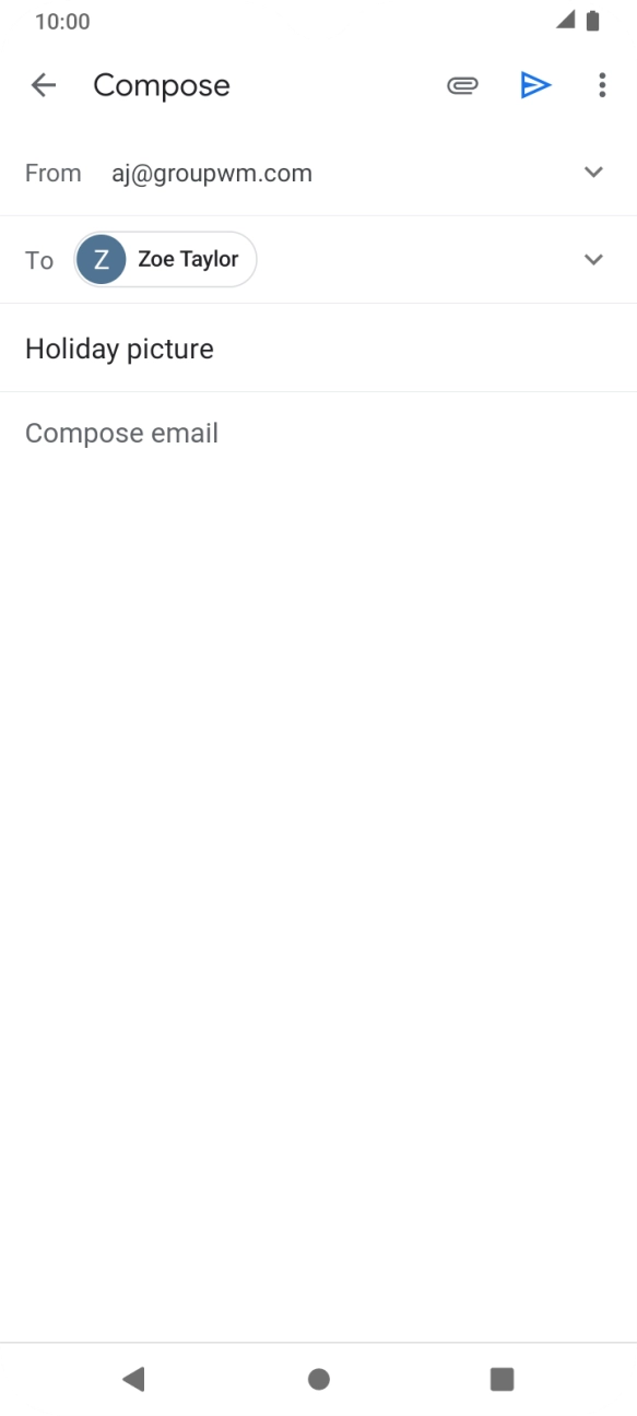 Press the text input field and write the text for your email.