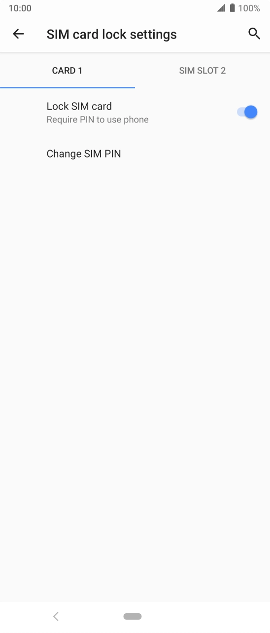 Press the indicator next to 'Lock SIM card' to turn the function on or off.