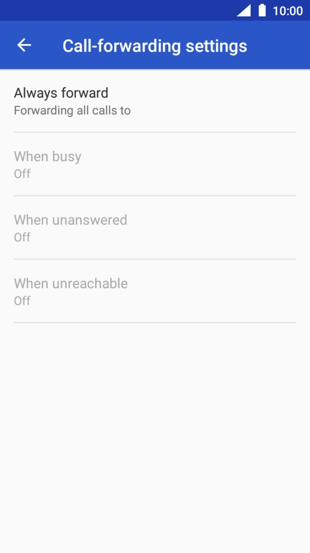 Press the required divert type.