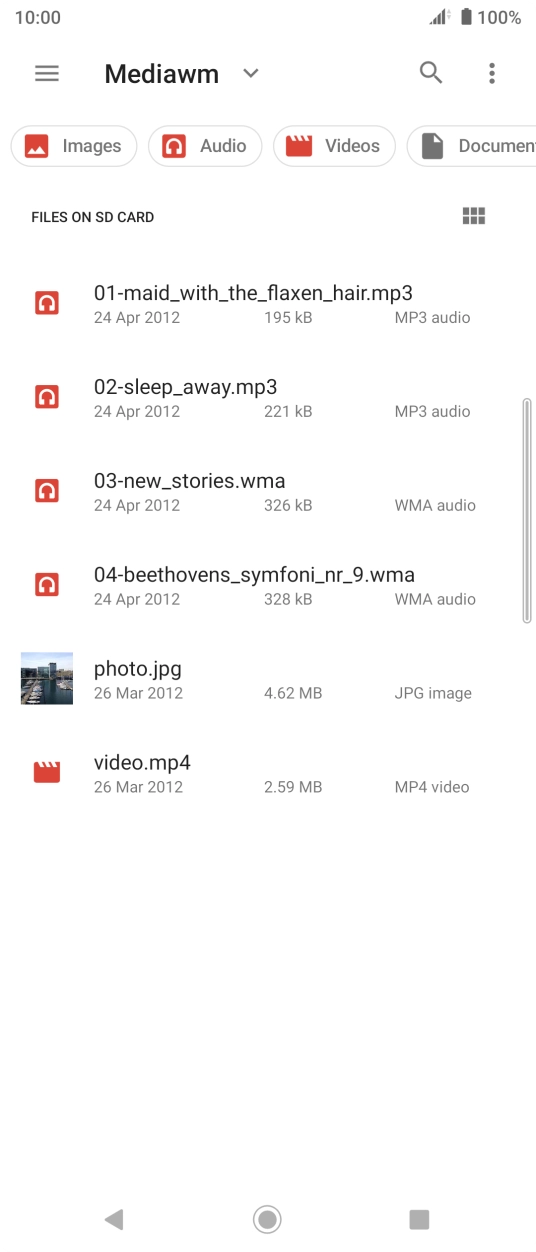 Press the required file. Press the required file.