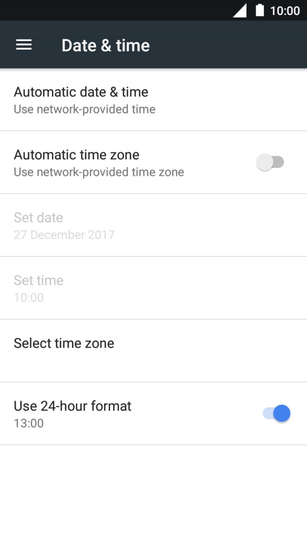 Press the indicator next to 'Automatic time zone' to turn on the function.