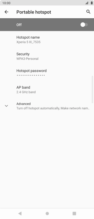 Press Hotspot name and key in the required name for the WiFi hotspot.