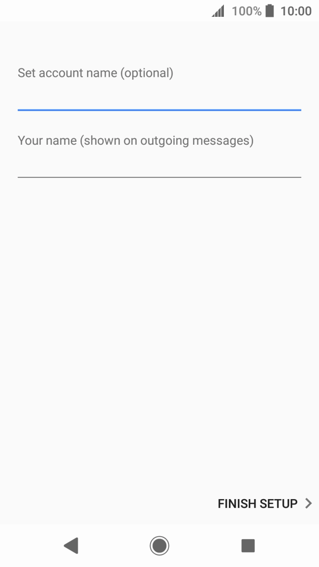 Press the field below 'Set account name (optional)' and key in the required name. Press the field below 'Set account name (optional)' and key in the required name.