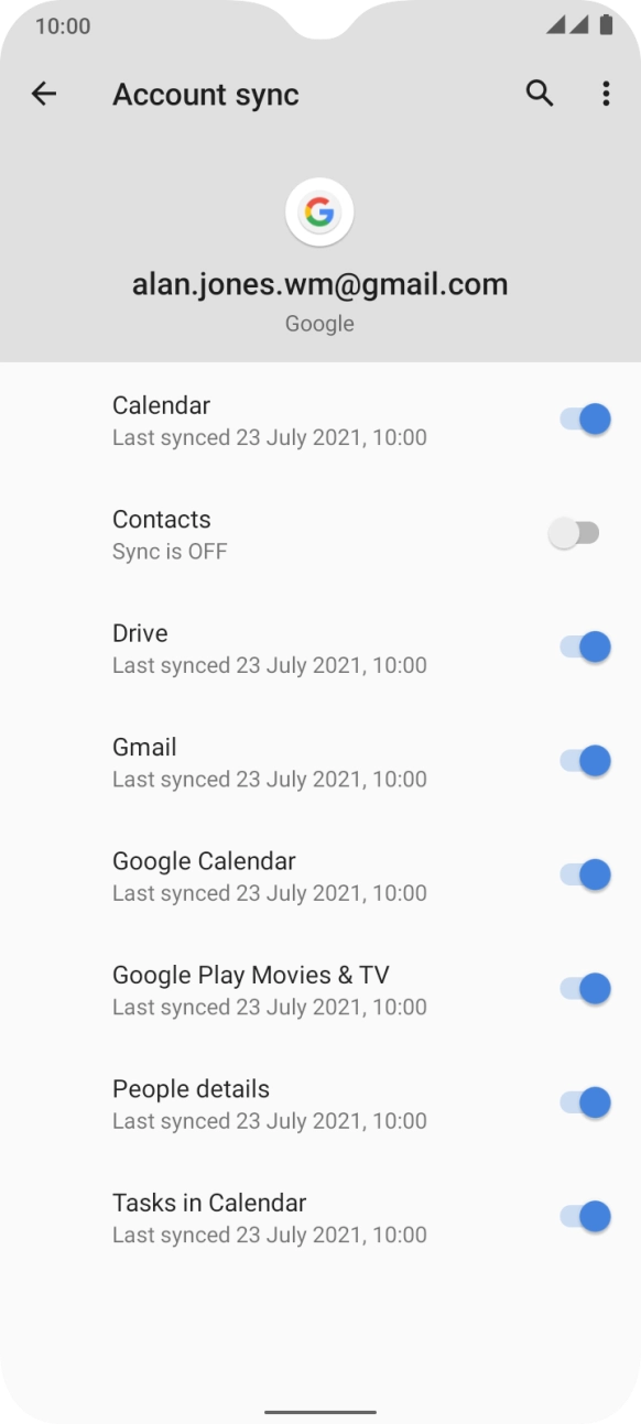 Press the indicator next to 'Contacts' to turn on the function.