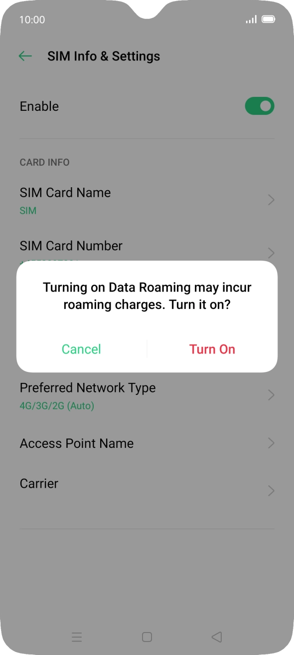 If you turn on the function, press Turn On. If you turn on the function, press Turn On.