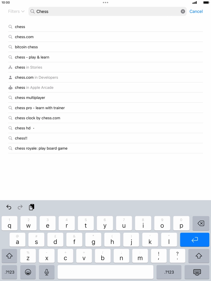 Key in the name or subject of the required app and press enter.