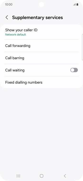 Press the indicator next to 'Call waiting' to turn the function on or off.