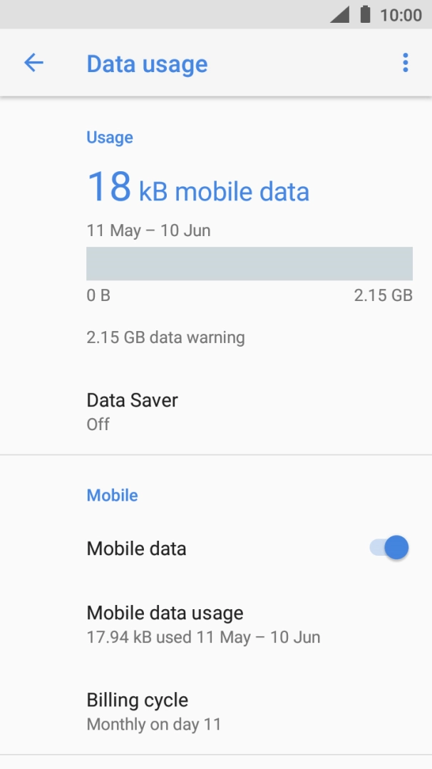 The total data usage is displayed.
