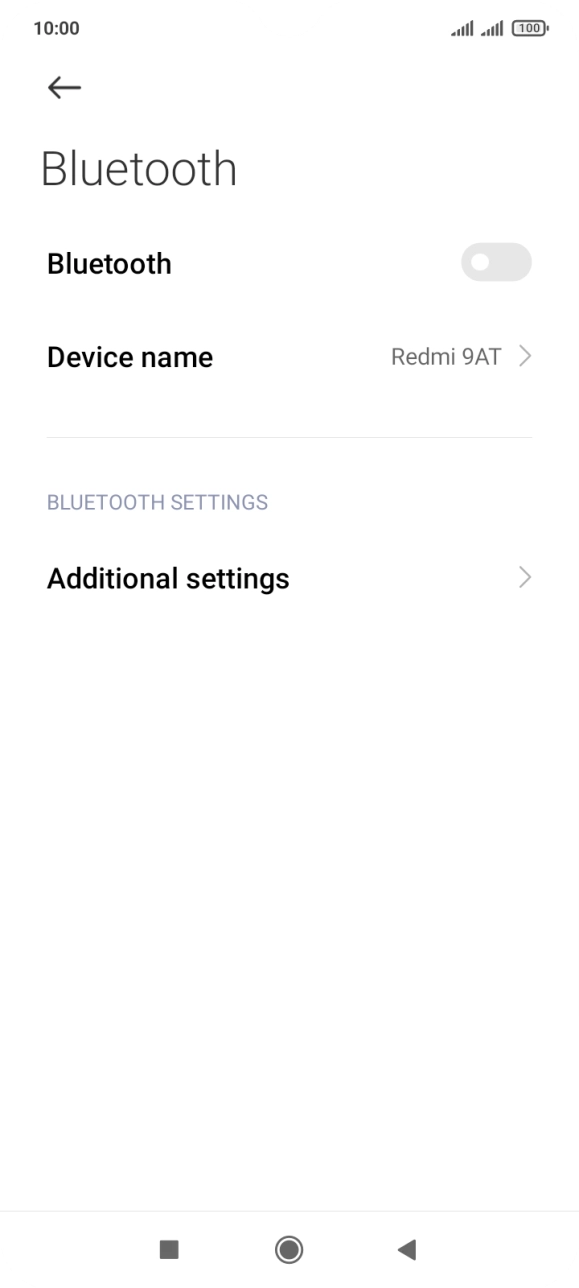 Press the indicator next to 'Bluetooth' to turn on the function.
