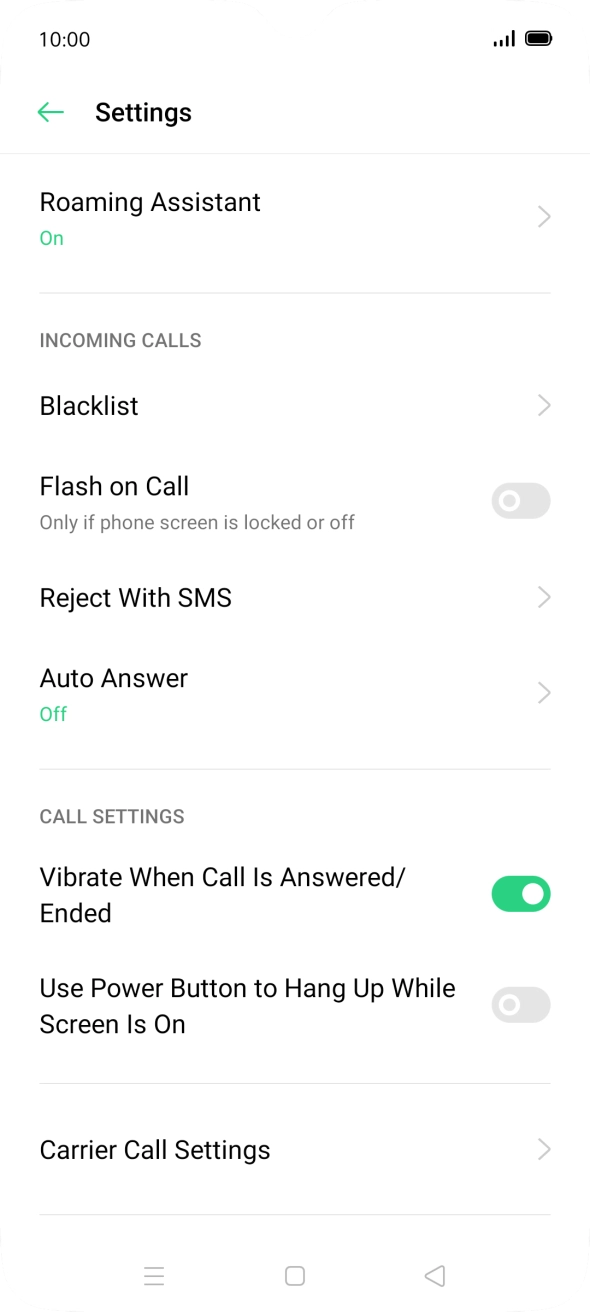 Press Carrier Call Settings. Press Carrier Call Settings.